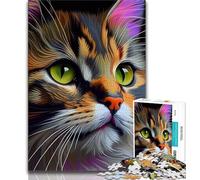 1000 Piece Jigsaw Puzzles for Adults Cat Pop Art Animal Face 14 Teenager Jigsaw,Family Entertainment Toys with Matching Poster And Trivia Sheet (size 38x26cm)