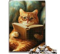 1000 Piece Jigsaw Puzzles for Adults Cat Reading A Book Educational Family Game Deal As Gifts for The Whole Family for And Age 14 Years Up 50x75cm