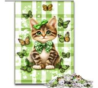 1000 Piece Jigsaw Puzzles for Adults Cat Surrounded by Butterflies, Stress Reliever Difficult Challenge Secret Santa Gifts for Age 14 Years Up (Size 50x75cm)