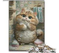 1000 Piece Jigsaw Puzzles for Adults Cat Taking A Bath, Suitable for People Aged 14 And Above Educational Games Secret Santa Gifts (size 50x75cm)