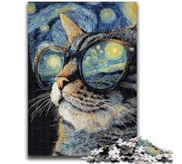1000 Piece Jigsaw Puzzles for Adults Cat Wearing Glasses Puzzles for Teenagers,Stress Reliever Difficult Challenge Secret Santa Gifts (26x38cm)