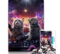 1000 Piece Jigsaw Puzzles for Adults Cats Party Teenager Jigsaw,Family Entertainment Toys with Matching Poster And Trivia Sheet (size 38x26cm)
