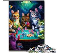 1000 Piece Jigsaw Puzzles for Adults Cats Play Poker Jigsaw Puzzle Made of cardboard, for Birthday Holiday Christmas 1000pcs(26x38cm)