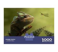 1000 Piece Jigsaw Puzzles for Adults Chameleon And Dragonfly in Green Nature Puzzles for Adults Relaxing Games A Work of Art Difficult And Challenge 38x26cm/1000pcs