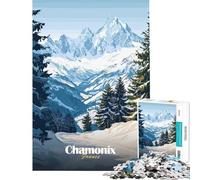 1000 Piece Jigsaw Puzzles for Adults Chamonix Mountain Landscape Fun at Home Activities, Home Art Decor Brain Teaser Game for And from 14 Years And over (38x26cm)