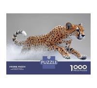 1000 Piece Jigsaw Puzzles for Adults Cheetah Running in Snow Puzzles for Adults Relaxing Games A Work of Art Difficult And Challenge 38x26cm/1000pcs