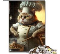 1000 Piece Jigsaw Puzzles for Adults Chef Cat Jigsaw Made of cardboard, Educational Activity for Cognitive Skills Cognitive Skill Improvement 1000pcs(26x38cm)