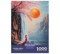 1000 Piece Jigsaw Puzzles for Adults Cherry Blossom Waterfall Painting Puzzles for Adults Anti-Stress Toys Analysis And Logic Difficult And Challenge 52x38cm/1000pcs