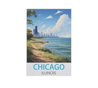 1000 Piece Jigsaw Puzzles for Adults，Chicago Illinois，Classic Puzzle Difficult Puzzle Fun Creative DIY Toys Gifts for Girls and Boys, Family Games（26x38cm）-FV48