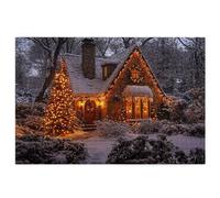 1000 Piece Jigsaw Puzzles for Adults, Christmas Puzzles for Adults, Gift for Women, Christmas, Family Wooden Puzzle Educational Games, Challenging Adult Jigsaws, Box Packaging, Cottage Pattern X-47