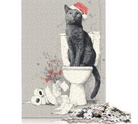 1000 Piece Jigsaw Puzzles for Adults Christmas Toilet Cat Chaos Creative Wooden Jigsaw Puzzles for Adults & Teenagers Puzzles Educational Puzzle Family Game 1000pcs (75x50cm)