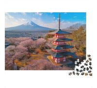 1000 Piece Jigsaw Puzzles for Adults Chureito Pagoda,Japan Jigsaw Puzzles for Adults Japanese Ancient Pagoda Wood Puzzle Challenging Therapeutic Fun Fantasy & Mythology 1000pcs (75x50cm)