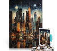 1000 Piece Jigsaw Puzzles for Adults City skyline artwork Made of wood for and from 14 years and over Educational games Secret Santa Gifts。size：50x75cm/19.68x29.52inch