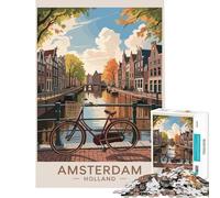 1000 Piece Jigsaw Puzzles for Adults Cityscape Canal Scene Amsterdam Fun Activities at Home Presents for Women Family Games Suitable for People Aged 14 And Above (38X52CM)