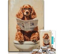 1000 Piece Jigsaw Puzzles for Adults Cocker Spaniel Sitting Toilet,Learning Educational Toys Family Games Enhance Love between Couples 38x26cm