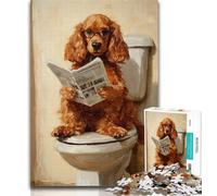1000 Piece Jigsaw Puzzles for Adults Cocker Spaniel Sitting Toilet Teenager Jigsaw,Birthday Present, Gifts, Wall Art for Age 14 Years Up 50x75cm