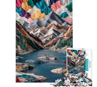 1000 Piece Jigsaw Puzzles for Adults Collage Mountain Lake Puzzles for Adults Anti-Stress Toys Staycation Kill Time for Is Ideal As A Gifts (Size 38x26cm)