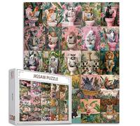 1000 Piece Jigsaw Puzzles for Adults Colorful Animal World Bathroom Painting Jigsaw Puzzle Bathtub Animal Puzzles Game Botanical Leaves Wall Decor DIY Craft Puzzle Bathroom Animals Art 27 x 20 Inches