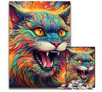 1000 Piece Jigsaw Puzzles for Adults Colorful Art Psychedelic Cat Jigsaw Puzzles for Adults Perfect for Halloween, Christmas, Birthday Gift 26X38CM/10.23x14.96inch