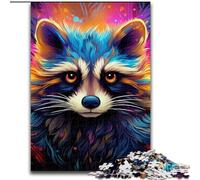 1000 Piece Jigsaw Puzzles for Adults Colorful Art Raccoon Made of Wood, High-Difficulty Brain Teaser for Teenagers 50x75cm for Holidays, Birthdays, And Family Game Nights