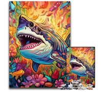 1000 Piece Jigsaw Puzzles for Adults Colorful Art Shark cardboard Puzzles High-Difficulty Brain Teaser for Teenagers 26X38CM/10.23x14.96inch