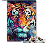 1000 Piece Jigsaw Puzzles for Adults Colorful Art Tiger Wooden Jigsaw Puzzles size : 50x75cm for Teenager & Families, Perfect DIY Decor & Brain-Teasing Challenge