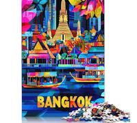 1000 Piece Jigsaw Puzzles for Adults Colorful Bangkok Cityscape Vibrant Skyline Jigsaw Puzzle Children Wooden Puzzles Family Entertainment Toys 1000pcs (75x50cm)