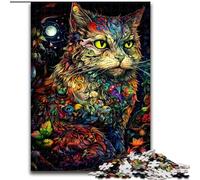 1000 Piece Jigsaw Puzzles for Adults Colorful Cat, Stress Reliever Difficult Challenge Secret Santa Gifts for Age 14 Years Up (Size 26x38cm)