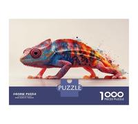 1000 Piece Jigsaw Puzzles for Adults Colorful Chameleon on Light Background Jigsaws for Adults Brain Teaser Game Stress Reliever for Is Ideal As A Gift 52x38cm/1000pcs