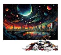 1000 Piece Jigsaw Puzzles For Adults Colorful Cities of The Future on Earth Puzzles for Adults & Kids Wooden Jigsaw Great Gift 1000 PCS(75x50cm)