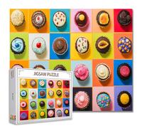 1000 Piece Jigsaw Puzzles for Adults Colorful Cute Cupcakes Jigsaw Puzzle Flower 1000 Pieces Puzzles Game Sweet Donut Dessert Wall Decor DIY Craft Puzzle Different Decorations Cupcakes Art