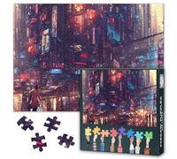 1000 Piece Jigsaw Puzzles for Adults, Colorful Cyberpunk Metaverse City Difficult Challenging Family Puzzle Perfect for Game Nights 20x27inch Cyberpunk Style