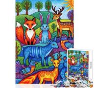 1000 Piece Jigsaw Puzzles for Adults Colorful Forest Animals Illustration Brain Teaser Game Stress Reliever Toy Wall Decor Challenging Game Gifts (38X52CM)