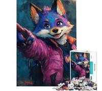 1000 Piece Jigsaw Puzzles for Adults Colorful Fox Character with Pink Jacket Puzzles for Adults Relaxing Games But Fun And Humorous Birthday And Unique Gifts (Size 38x26cm)
