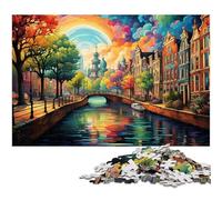 1000 Piece Jigsaw Puzzles For Adults Colorful Psychedelia in Amsterdam's Canal District Puzzles for Adults & Kids Paper Jigsaw Great Gift 1000 PCS(38x26cm)