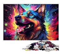 1000 Piece Jigsaw Puzzles for Adults Colorful Psychedelic Art of German Shepherds Jigsaw for Gifts Stress Reliever Difficult Challenge 1000 PCS(75x50cm)