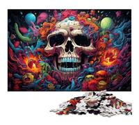 1000 Piece Jigsaw Puzzles for Adults Colorful Psychedelic Graffiti Skull Art Wooden Puzzles High-Difficulty Brain Teaser for Teenagers 50x75CM/19.68x29.52inch
