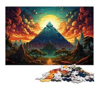 1000 Piece Jigsaw Puzzles For Adults Colorful Psychedelic Mayan Pyramids in The Desert Puzzles for Adults & Kids Wooden Jigsaw Great Gift 1000 PCS(75x50cm)