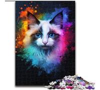 1000 Piece Jigsaw Puzzles for Adults Colorful Ragdoll Cat, Challenging Game Toys Wall Decoration Unique Birthday And Xmas Gifts (Size 50x75cm)