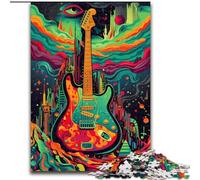1000 Piece Jigsaw Puzzles for Adults Colour Guitar Made of Wood, for Parents, Lovers, Friends - Age 14+ 50x75cm for Family Interactive Game