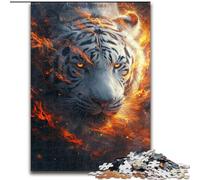 1000 Piece Jigsaw Puzzles for Adults Colourful Art White Tiger Made of Wood, for Parents, Lovers, Friends - Age 14+ 50x75cm for Family Interactive Game