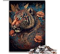 1000 Piece Jigsaw Puzzles for Adults Colourful Fantasy Tiger Made of Wood, Perfect DIY Art Decor Or Birthday Gift 50x75cm for Birthdays, Holidays, And Special Occasions
