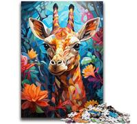 1000 Piece Jigsaw Puzzles for Adults Colourful Giraffe Art Challenging Family Activity Games DIY Toy for Home Wall Decor Gifts 50x75cm