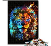 1000 Piece Jigsaw Puzzles for Adults Colourful Lion with Glasses Made of Wood, Perfect DIY Art Decor Or Birthday Gift 50x75cm for Birthdays, Holidays, And Special Occasions
