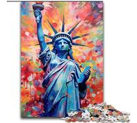 1000 Piece Jigsaw Puzzles for Adults Colourful Painting of The Statue of Liberty Jigsaw Puzzles 1000 Pieces for Adults Family Fun Craft, Perfect for Birthdays, Holidays (Szie 26x38cm)