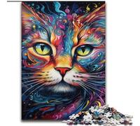 1000 Piece Jigsaw Puzzles for Adults Colourful Psychedelic Cat Jigsaw Ideal for Lover, Perfect Christmas, New Year, Valentine's Gift (size : 26x38cm)