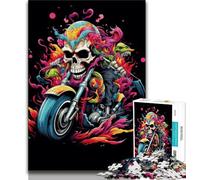 1000 Piece Jigsaw Puzzles for Adults Colourful Skull Motorcycle Teenager Jigsaw,Family Entertainment Toys with Matching Poster And Trivia Sheet (size 38x26cm)