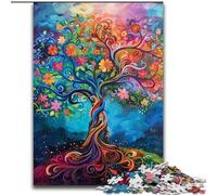1000 Piece Jigsaw Puzzles for Adults Colourful Tree of Life Made of Wood, Making It A Great Gift for Family Fun 50x75cm for Birthday Holiday Christmas