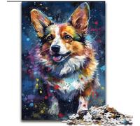 1000 Piece Jigsaw Puzzles for Adults Corgi Dog Painting Made of Wood, for Parents, Lovers, Friends - Age 14+ 50x75cm for Family Interactive Game