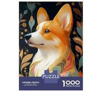 1000 Piece Jigsaw Puzzles for Adults Corgi with Floral Pattern Animal Jigsaws for Adults Brain Teaser Game Stress Reliever for Is Ideal As A Gift 70x50cm/1000pcs